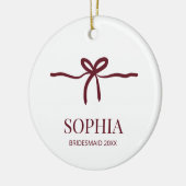 ワインボルド ブライドメイド 現代の ミニマル ネーム 年 セラミックオーナメント (左)