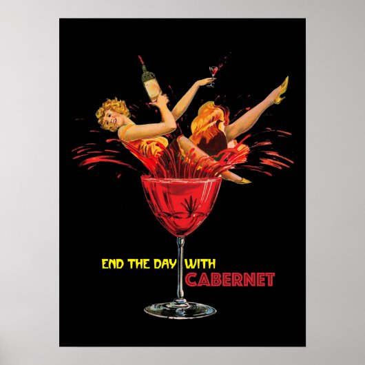 ワインポスター。カベルネットのロゴで一日を終える ポスター (正面)