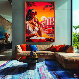 ワインポップ・アートので夕暮れの美女|過去記事 キャンバスプリント