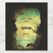 ワインメイキングを見下ろす洞窟の海 ワインラベル (シングルラベル)