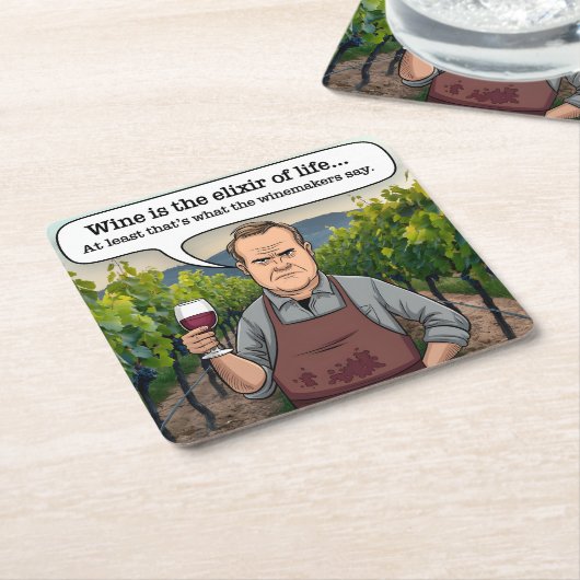 ワインメーカーのブドウ園、ワインは生命のエリート スクエアペーパーコースター (アングル)