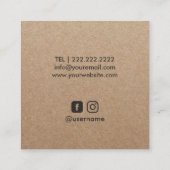 ワインメーカーソムリエ素朴クラフトミニマリスト スクエア名刺 (裏面)