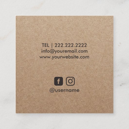 ワインメーカーソムリエ素朴クラフトミニマリスト スクエア名刺 (裏面)