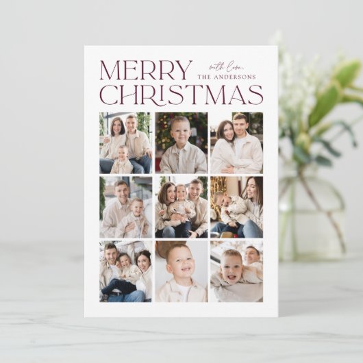 ワインモダンクリスマス9フォトコラージュ シーズンカード (スタンド正面)