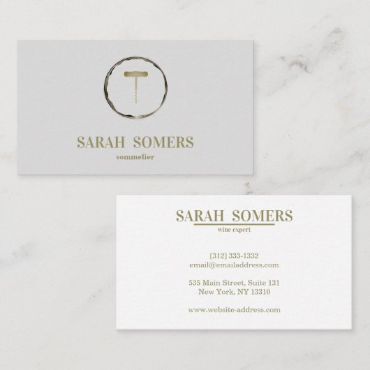 ワインモダンステインコルクスクリューソムリエバーテンダー 名刺 (正面/裏面)