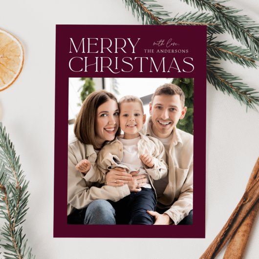 ワインモダンメリークリスマス写真 シーズンカード