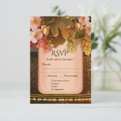 ワインモチーフのメニュー選択付き結婚式出欠ハガキ 招待状 (スタンド正面)