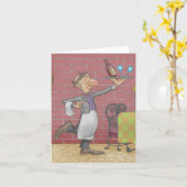 ワインユーモアのあるアートの挨拶状 カード (黄色い花)