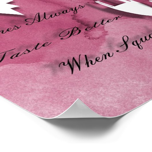 ワインユーモア紫ホワイトアートプリントポスター ポスター (角)