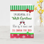 ワインユーモア クリスマスに白い雪を夢見る 面白い カード (黄色い花)