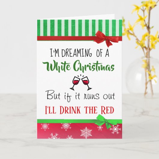 ワインユーモア 白いクリスマスを夢見て 面白い カード (黄色い花)