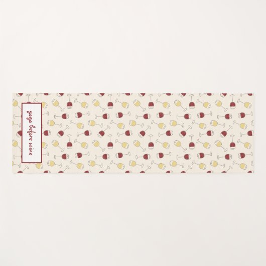 ワインヨガマットの前に赤い白ワイングラスのヨガ ヨガマット (正面(横))