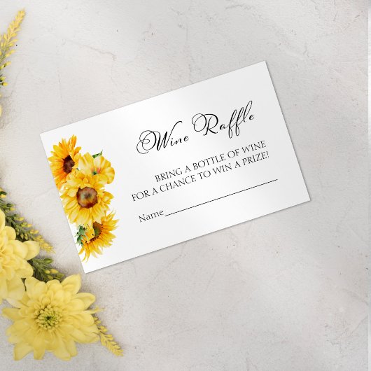 ワインラッフルゲーム | ひまわり秋ブライダルシャワー エンクロージャーカード