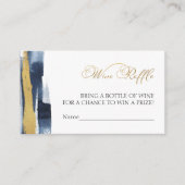 ワインラッフルゲーム |抽象芸術ブルーブライダルシャワー エンクロージャーカード (正面)