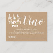 ワインラッフルチケット英語スペインのシャワーカード プレイスカード (裏面)