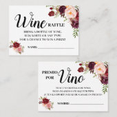 ワインラッフルチケット英語スペインのシャワーカード プレイスカード (正面/裏面)