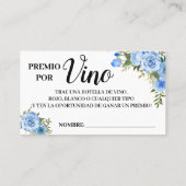 ワインラッフルチケット英語スペインのシャワーカード プレイスカード (裏面)