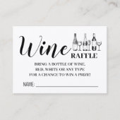 ワインラッフルチケット英語スペインのシャワーカード プレイスカード (正面)