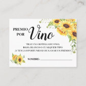 ワインラッフルチケット英語スペインのシャワーカード プレイスカード (裏面)