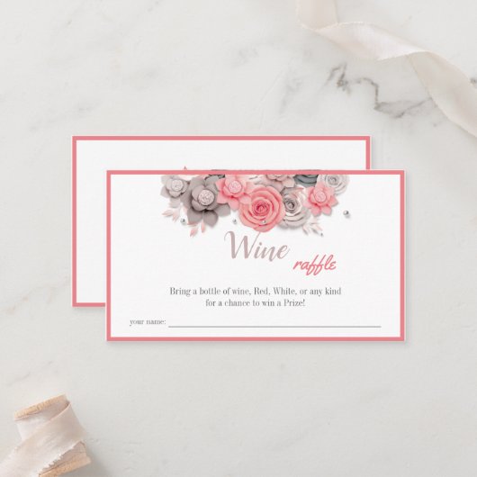 ワインラッフル結婚ブライダルシャワーカード プレイスカード (正面/裏面インサイチュ)