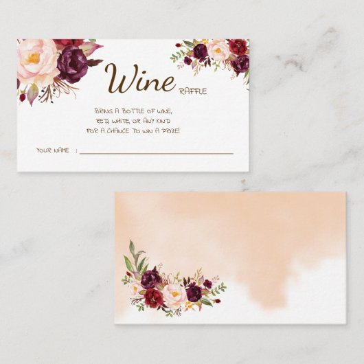 ワインラッフル結婚ブライダルシャワーマルサラカード プレイスカード (正面/裏面)