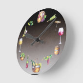 ワインラバーウォーター色ブドウ樽ワイナリー ラウンド壁時計 (傾斜)