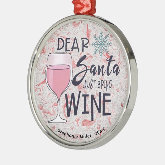ワインラバーオーナメント-名前をカスタムするクリスマス メタルオーナメント (左)
