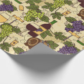 ワインラバーブドウつる植物 パターン（の模様が）ある ラッピングペーパー (角)