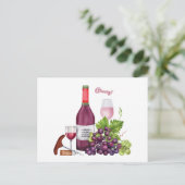 ワインラバーブドウ、ワインボトル、ワイングラス シーズンポストカード (スタンド正面)