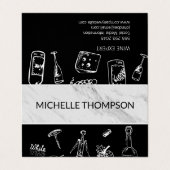 ワインラバーマーブルブラックカラーブロック 名刺 (外部フラット)