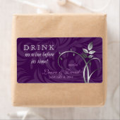 ワインラベルの葉が紫の銀を渦巻く ラベル (インサイチュ)