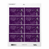 ワインラベルの葉が紫の銀を渦巻く ラベル (フルシート)