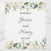 ワインラベルをパーソナライズ白い花 ワインラベル (シングルラベル)