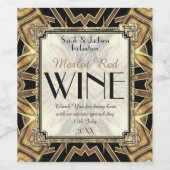 ワインラベルアールデコブラック金ゴールド幾何学的パターン ワインラベル (シングルラベル)
