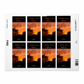 ワインラベルテンプレートオレンジサンセットバードシルエット ラベル (フルシート)