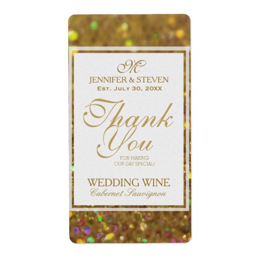 ワインラベルフェイク金ゴールドグリッター ラベル (正面)