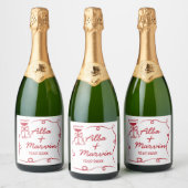 ワインラベル手描きドリンク図解入りの、写真付きのボウ スパークリングワインラベル (ボトル)