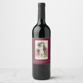 ワインラベル：ヴィンテージ：少女+クリスマスツリー ワインラベル