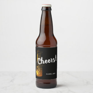 ワインラベル – 応援、任意の結婚年、誕生日 ビールラベル