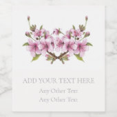 ワインラベル：桜さくらんぼ花：カスタマイズ可能 ワインラベル (シングルラベル)