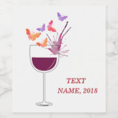 ワインラベル – 蝶、赤ワイン (シングルラベル)