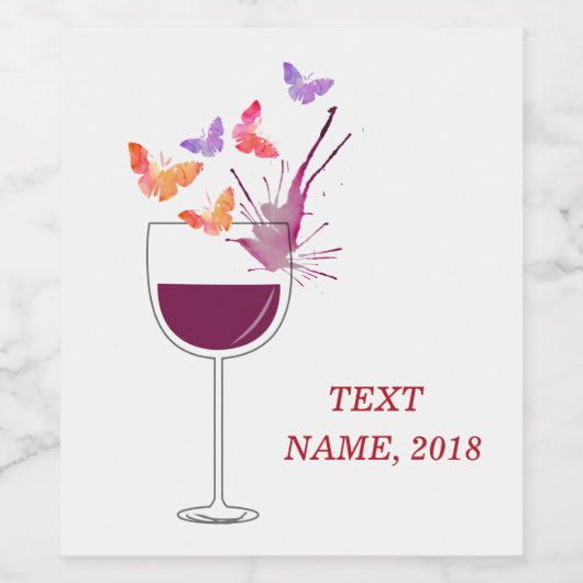 ワインラベル – 蝶、赤ワイン (シングルラベル)