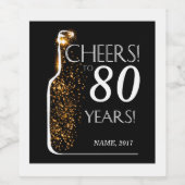 ワインラベル – 80年に乾杯！ (シングルラベル)