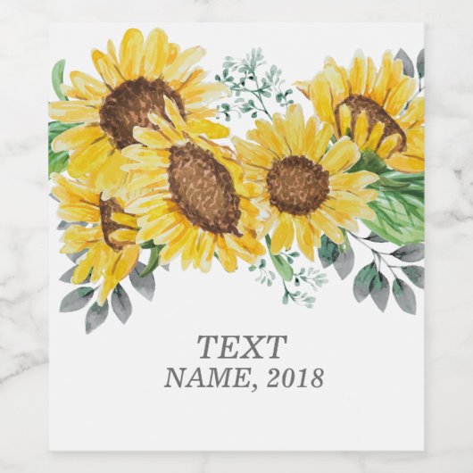 ワインラベル – bohoフローラひまわり (シングルラベル)