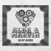 ワインラベルSteampunkの結婚ハートカップ スパークリングワインラベル (シングルラベル)