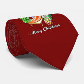 ワインレッドすてきメリークリスマスチリ ネクタイ (ロール)