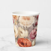 ワインレッドとクリームの春の花 ブライダルシャワー 紙コップ (右)