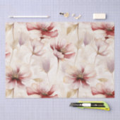 ワインレッドとクリームの花を飾ったブライダルシャワー 薄葉紙 (クラフト)