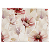 ワインレッドとクリームの花柄 ブライダルシャワー ラージペーパーバッグ (裏面)