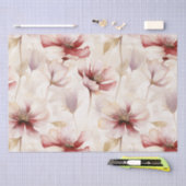 ワインレッドとクリームの花柄 ブライダルシャワー 薄葉紙 (クラフト)